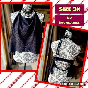 No Boundaries Black lace bathing swim Halter beach Top sz 3 So comfy & flowing